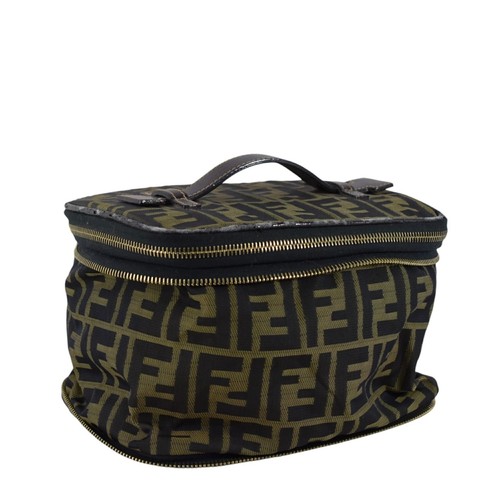 Borsa a mano FENDI Zucca in tela vanità marrone nera usata