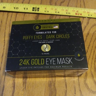 Dermora 24K Gold Eye Mask 15 Pairs Under Eye Patches for Puffy Eyes Dark Circles - Image 1 of 4