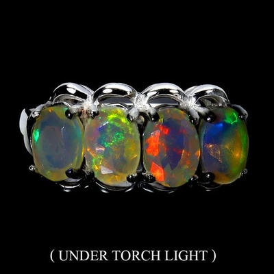 Anillo de plata de ley 925 ovalado ópalo de fuego 7x5 mm piedras preciosas naturales joyería tamaño 8 Foto 1 de 4