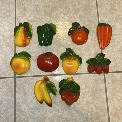 Vintage Handpainted Ceramic Fruit and Vegetable wall hangings (Lot of 10) - Image 1 of 2