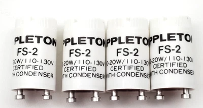 Lote de 4 arrancadores de lámpara fluorescente Appleton FS-2 10-20 vatios con condensador FS2 Foto 1 de 4