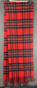 Vintage Burberry Red Plaid Scarf Red 100% Cashmere Unisex England Authentic - Picture 1 of 9