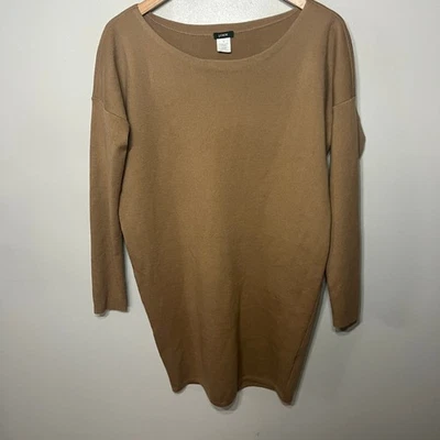 J. Crew Dress Knit Merino Wool Sweater Tan Dolman Sleeve Bodycon Comfy Office S  - Image 1 of 4