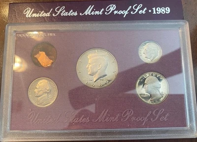 1989 US Proof Set with box, damage to the penny, see photos - Image 1 of 3