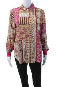 Renuar Womens Printed Collar Long Sleeve Button Down Shirt Peony Combo Size L - Picture 1 of 5