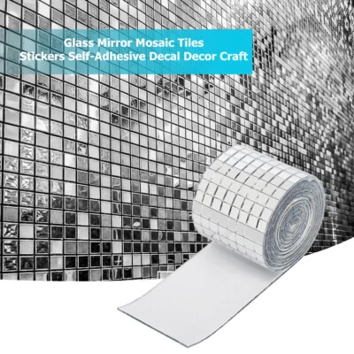 5 x Selbstklebend Glas Mini Quadrat Spiegel Mosaik Fliesen DIY Badezimmer Rollen - Bild 1 von 4