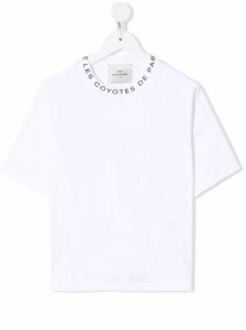 Les Coyotes De Paris Girls White Cotton tshirt spellout short sleeve SZ 10 READ - Picture 1 of 10