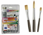 12 x Paint Brush Set Assorted Beginners Artists Kids Painting Arts Craft Brushes