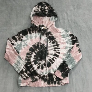 C&C California Women Tie Dye Hoodie S Pink Black Grey Spiral Knot Pullover Cozy - Picture 1 of 16