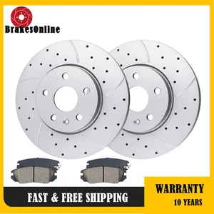 Front Brake Rotors and Pads for Chevrolet Equinox Malibu Impala Slotted Brakes - Picture 1 of 7
