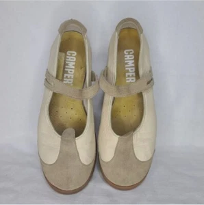 CAMPER Women's Size US 7- 7.5 EU 39 Biege Leather Mary Jane Shoes - Picture 1 of 9