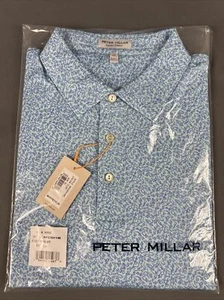Peter Millar Golf Shirt Polo CS Summer Comfort Lizard King Print XL Blue NWT - Picture 1 of 7