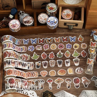 Flowers Mushroom Washi Masking Tape Journals Card Seal Scrapbooking DIY Stickers Foto 1 de 4