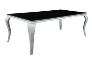 Wanstead Dining Table Glass Top Stainless Steel Chrome Coaster Carone 115071 - Picture 1 of 4