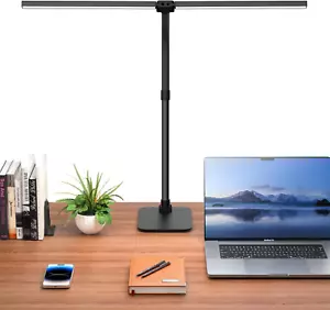 Doppelkopf Schreibtischlampe LED Dimmbar Schreibtischlampen mit Fuß 24W 80cm Tag - Bild 1 von 7