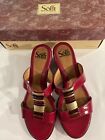 Sofft Anita Red Patent Leather Wedge Sandals size 8.5M New In Box