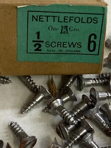 Box Steel Countersunk Screws 1/2" x 6 Nettlefolds GKN Slotted Full Box of 144 - Picture 1 of 24