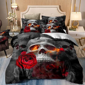 Skull Duvet Quilt Cover Set with Pillowcases Bedding Set Single Double King Size - Picture 1 of 14