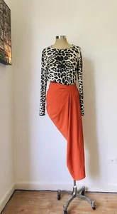 AEL AmyEnjoyLife Burnt Orange Asymmetrical Long Skirt Ladies Size L Suit 10 - 12 - Picture 1 of 11