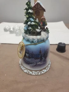 Painted Christmas Bell  Resin Toppers Multicolor 7 Inch Porcelain  Figurine  - Picture 1 of 7