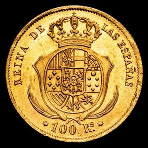 Isabella II 100 Reales (8,41 grammi) 1861 Madrid AC-788 MS63 - Foto 1 di 5