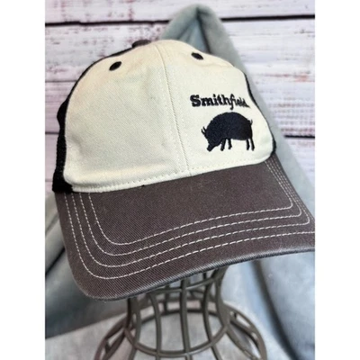 Smithfield Hog Pig Trucker Hat District Beige Brown Black Mesh Cap - Image 1 of 4
