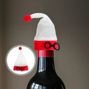  Decoraciones de botellas de vino 10 piezas: decoraciones de mini sombrero de Santa - adornos de botellas de vino - Imagen 1 de 20
