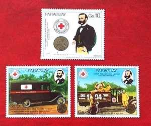 SELLOS TEMA CRUZ ROJA. PARAGUAY 1986 A-987/89 HENRI DUNANT 3v. - Imagen 1 de 4