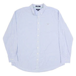 GANT Mens Blue & White Striped Slim Shirt 3XL Cotton Button Down Collar Longslee - Picture 1 of 6