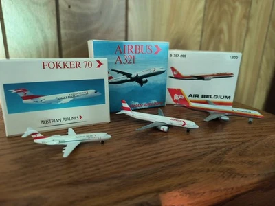 Austrian Airlines And Air Belgium Juego de tres aviones Schabak Diecast Foto 1 de 4