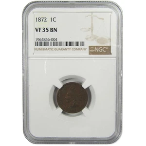 1872 Indian Head Cent VF 35 BN NGC Penny 1c Coin SKU:I9752 - Picture 1 of 4