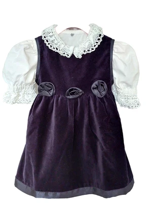 Festliches  Baby - Mädchen Kleid  Gr. 86 marine, Samt, wie neu - Bild 1 von 4