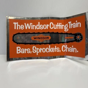 Vtg Windsor Chainsaw Chain & Parts Dealer Decal Sticker. Mirrored Look Old Stock - Picture 1 of 8