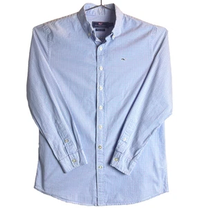 Vineyard Vines Whale Shirt Youth Size L (16) Blue Pink Long Sleeve Button Down - Picture 1 of 6