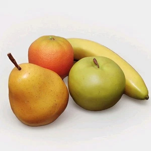 Vintage Faux FRUIT Realistisch 4 Stück Birne Orange Banane Grün Apfel Gefälscht Künstlich - Bild 1 von 5