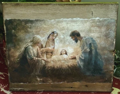 *~* NATIVITY SCENE *~* CHRISTMAS *~* HOLIDAY *~* RECLAIMED WOOD - Image 1 of 2