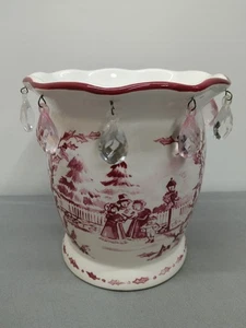 Scaldacera Yankee Candle Victorian Carolers rosso stile transferware cristalli - Foto 1 di 14