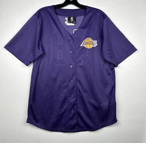NBA LAKERS Jersey #48 MLB Style Adult Sz (M) Embroidered Purple Mesh Buttoned - Picture 1 of 14