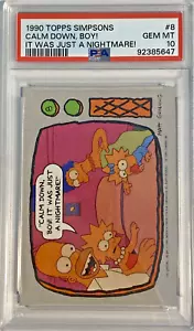1990 Topps Simpsons "Calm down boy!" Bart Simpson ROOKIE #8 PSA 10 - Picture 1 of 2