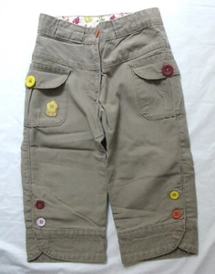190448 Pantalones de sarga capri recortados caqui 3 ans 94 cm 3T DPAM para niña nuevos con etiquetas  - Imagen 1 de 5