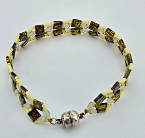 Armband Grün Gelb Perlen Glaspelen Tila Beads 19cm Damen Schmuck handarbeit  - Bild 1 von 11