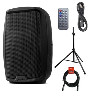 Gemini Sound AS-2108BT Active 8" Woofer 500W Watt w/ Speaker Stand & XLR Bundle - Picture 1 of 10