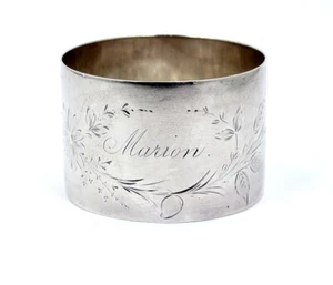 Antique Victorian 1836 GLASGOW DAISY Sterling Silver NAPKIN RING Holder "Marion" - Picture 1 of 7