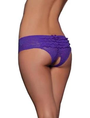 SeXy Damen Spitze Blumen Lila Arsch Offen Blumen Slip Tanga Panty Dessous S/M - Bild 1 von 4