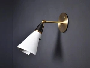 Petite Magari Adjustable Wall Lamp in Black, White & Brass - Picture 1 of 4