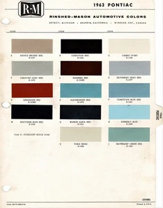 1963 PONTIAC BONNEVILLE CATALINA STAR CHIEF GRAND PRIX TEMPEST PAINT CHIPS (R-M) - Picture 1 of 1