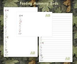 Juegos de papel de escribir 'Feeding Humming Birds' A5 - con o sin sobres A6 - Imagen 1 de 5
