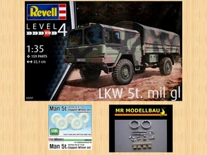 Revell 1:35 3257 5t. mil + DEF Model DW35105 Sagged Wheels + Mr Model 35257 MG - Foto 1 di 3