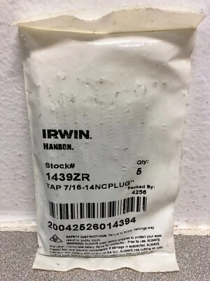 Irwin Hanson Straight Flute Hand Tap Plug, 4 Flutes 7/16"-14 NCPLUG 5 pack - Image 1 of 2