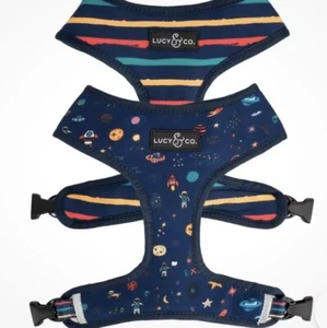 Arnés Lucy Co Perro Mascota XS Azul Marino Spaceman Rayas Reversible StayDry Neopreno - Imagen 1 de 20
